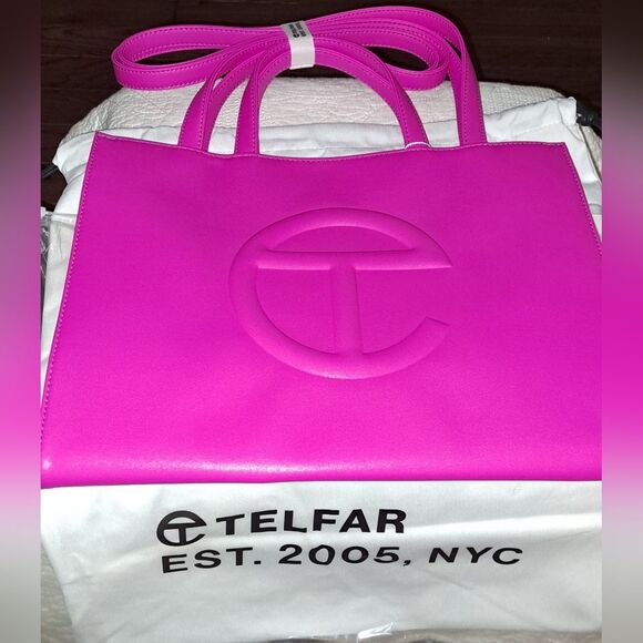 Telfar Handbags - Telfar Medium Shopping Bag‎ Azalea Pink Vegan Leather Tote TF-012-AZLA-M
